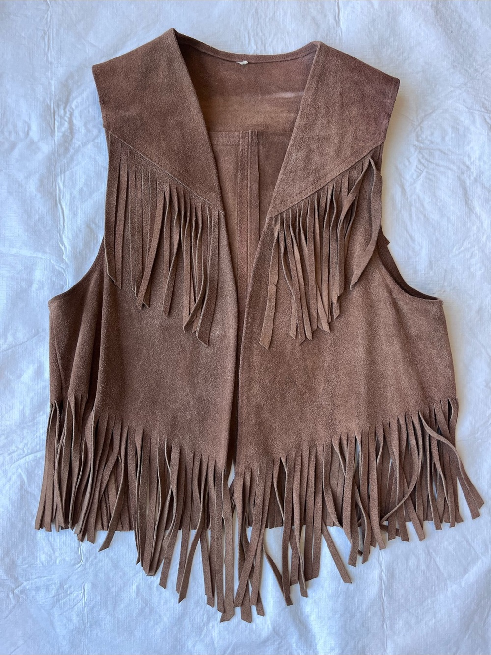 Vintage Fringe Brown Leather Vest